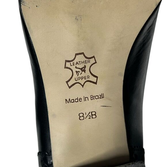 Vintage Leather Black Heels Studio Roma Block Heel Closed Toe Heels Size 8.5 - Picture 10 of 12